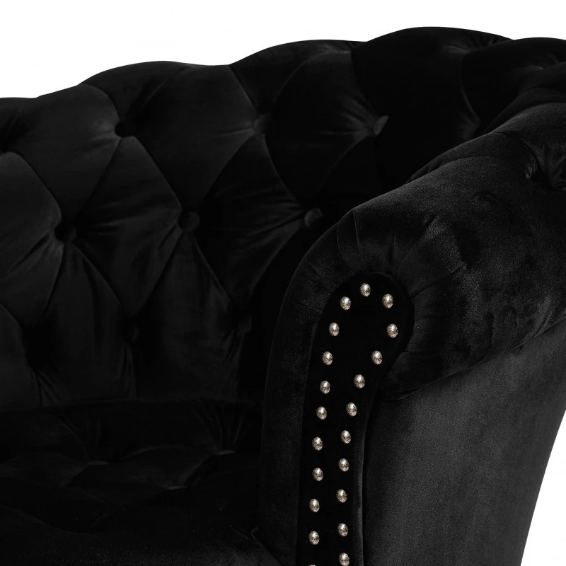 Фотьойл Честърфийлд Людовик, черно кадифе